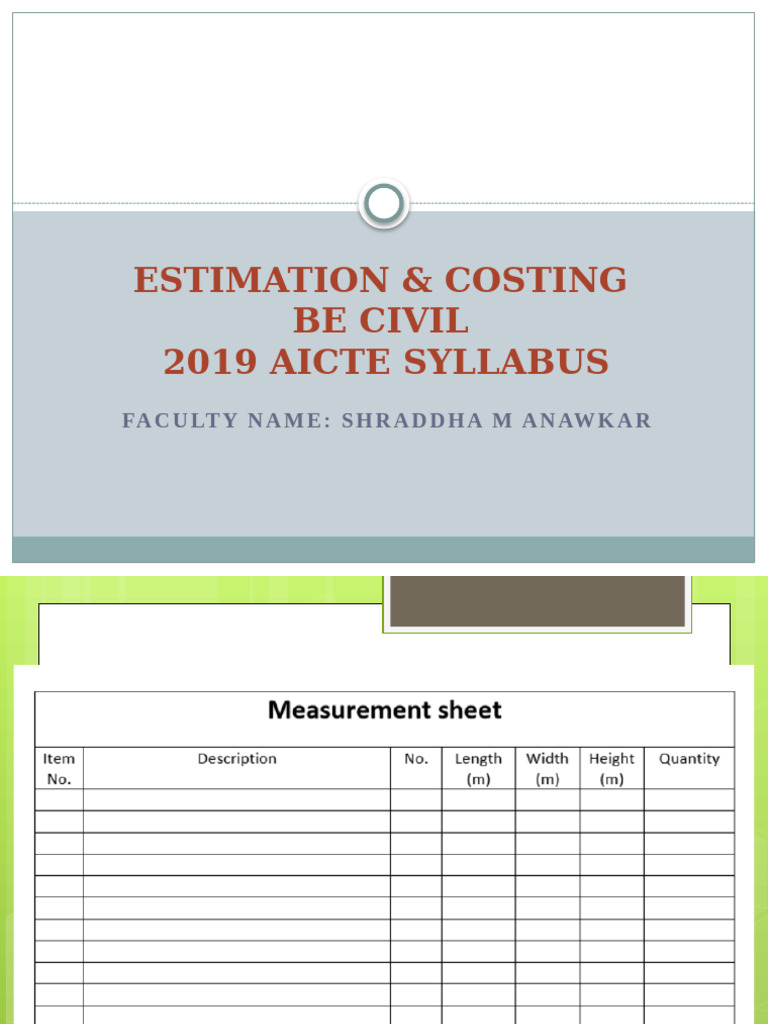 Estimation & Costing for Civil Engineering | PDF