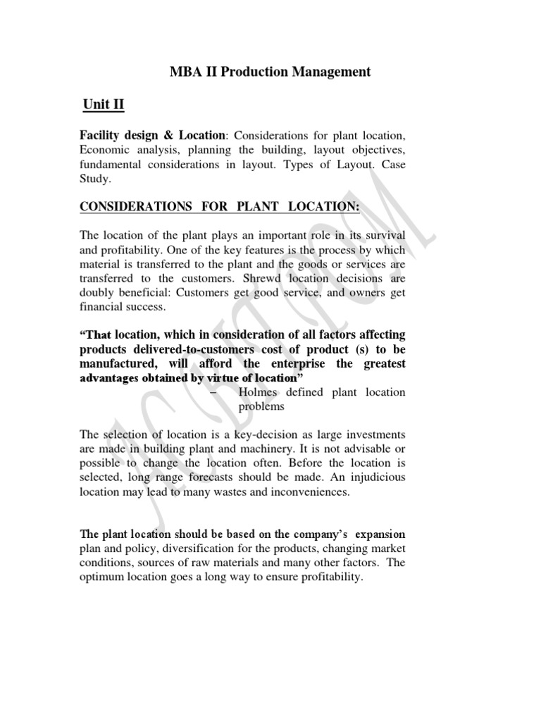 MBA II Production Management Unit II | PDF | Labour Economics | Factory