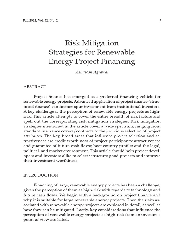 Renewable Energy Project Risk Mitigation | PDF | Financial Risk | Wind ...