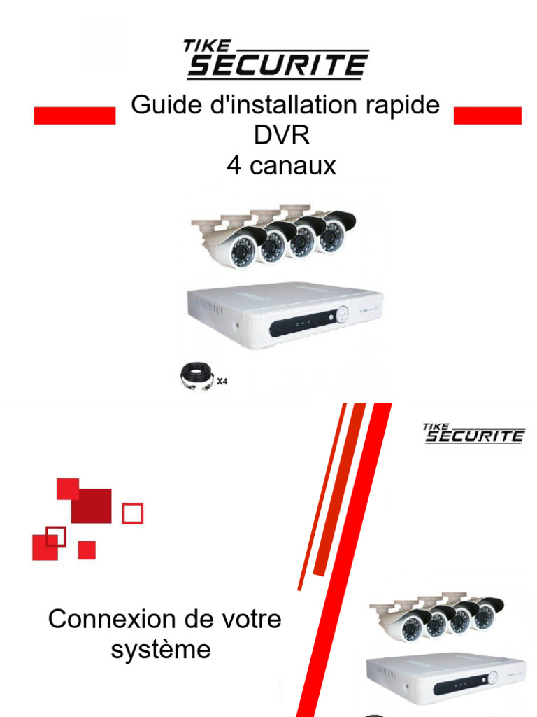 Guide d'installation rapide DVR 4 canaux | PDF | Logiciel | Informatique