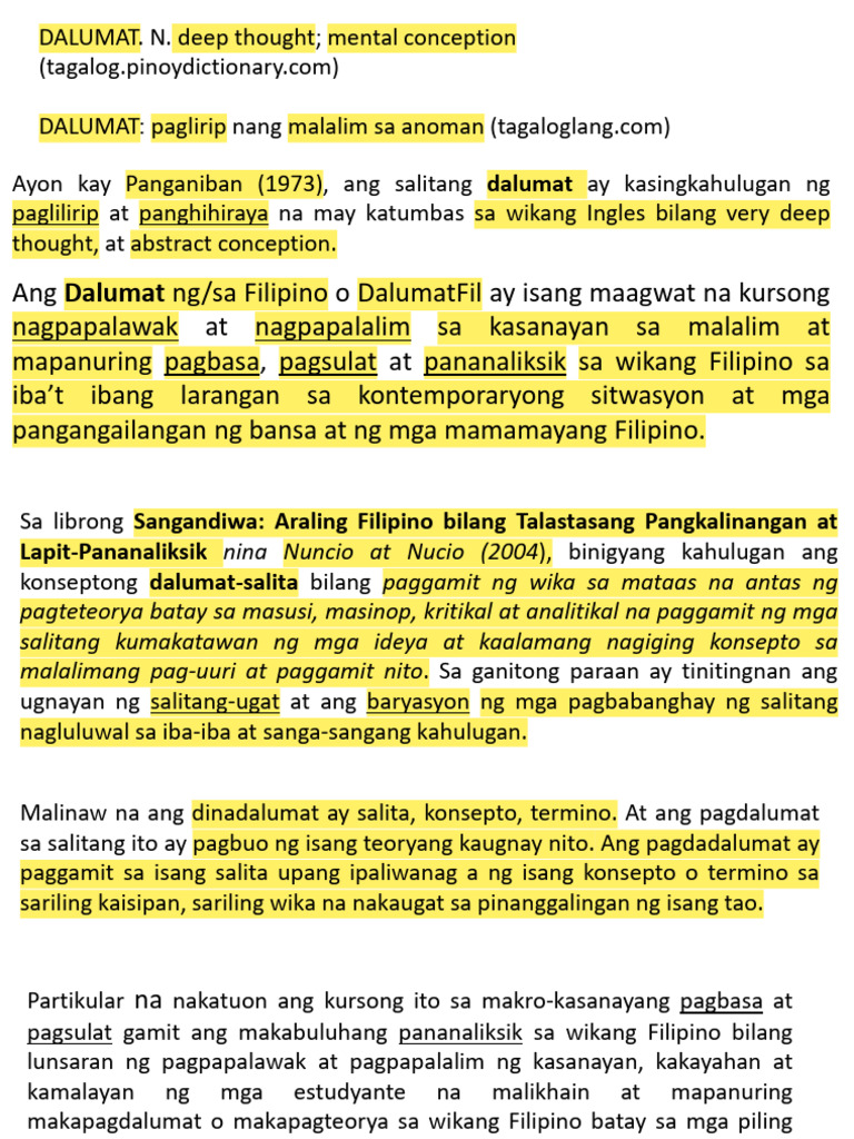 Dalumat 1 For Student | PDF