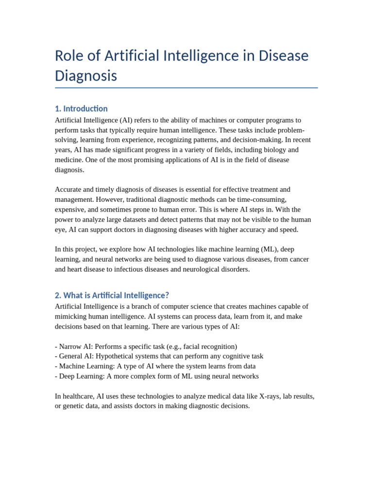 AI's Role in Disease Diagnosis | PDF | Artificial Intelligence ...