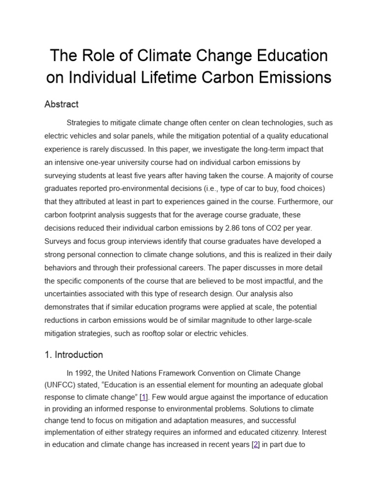 The Role of Climate Change Education | PDF | Climate Change Mitigation ...