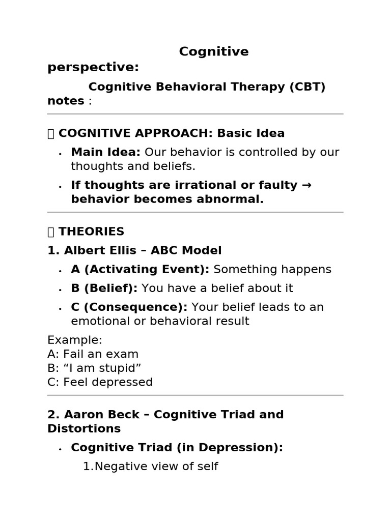 Cognitive Behavioral Therapy Overview | PDF | Cognitive Therapy ...