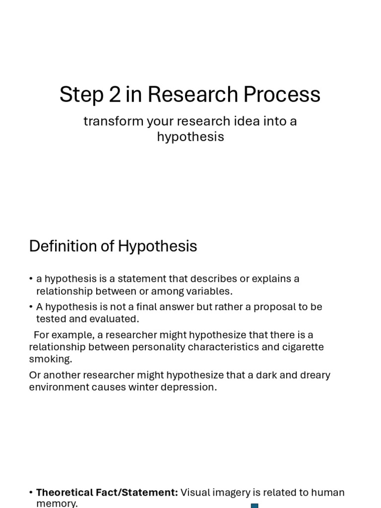 Step 2 in Research Process | PDF | Hypothesis | Sampling (Statistics)