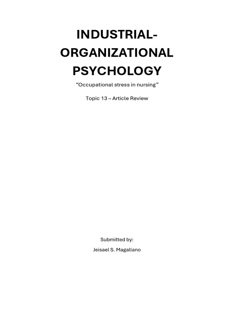 Occupational Stress in Nursing Study | PDF | Nursing | Occupational Burnout