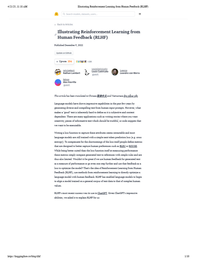 Illustrating Reinforcement Learning From Human Feedback (RLHF) | PDF ...