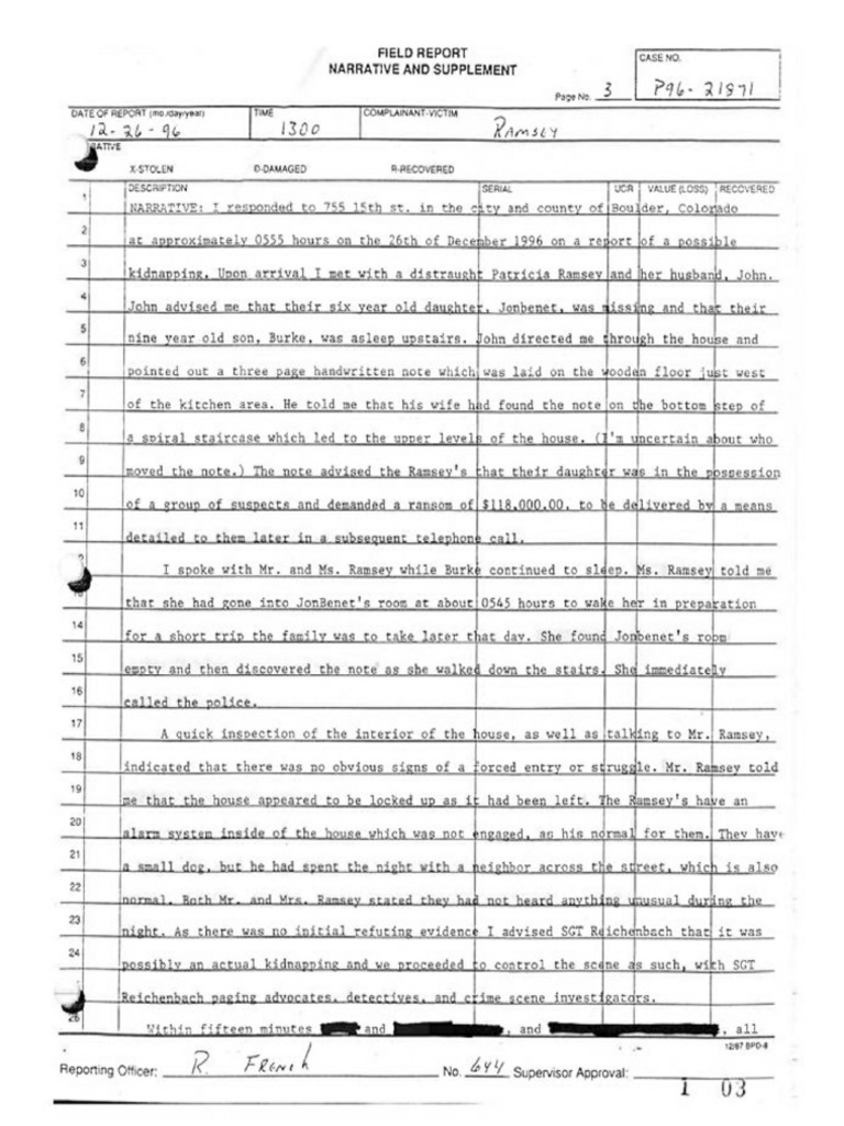 1996 12 26 Police Suplemental Report French | PDF