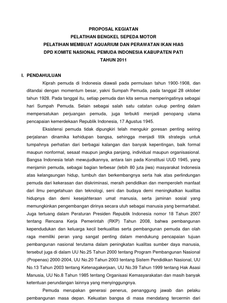 Proposal Kegiatan Pelatihan Bengkel