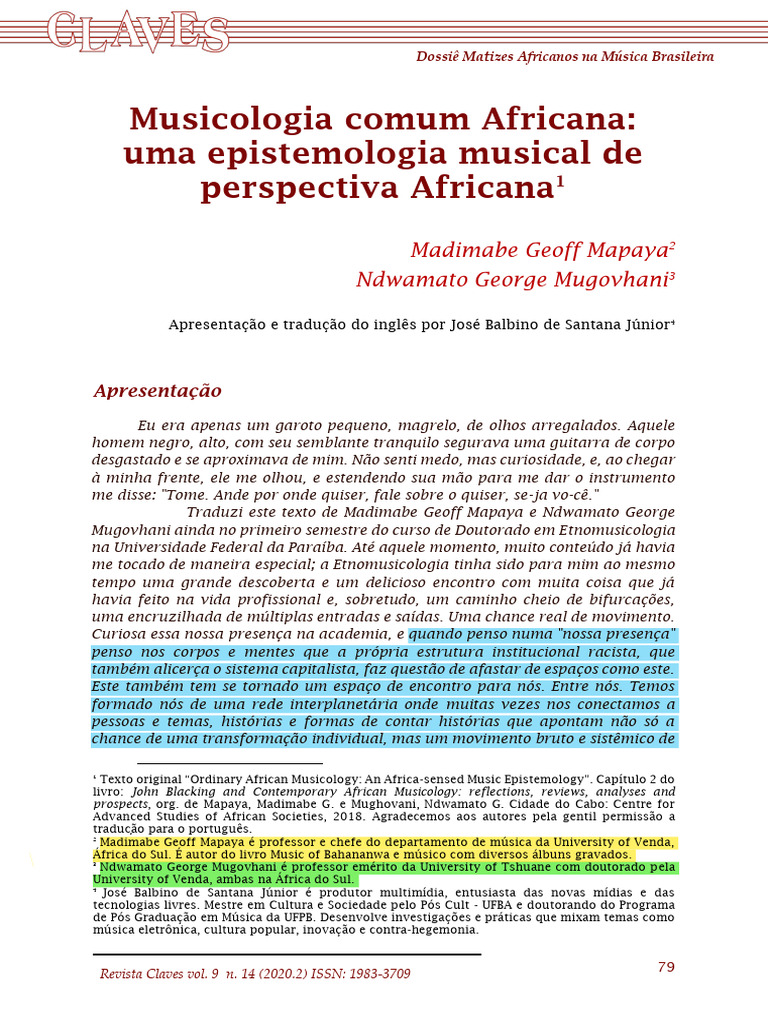 Musicologia Africana: Uma Nova Perspectiva | PDF | Antropologia | África