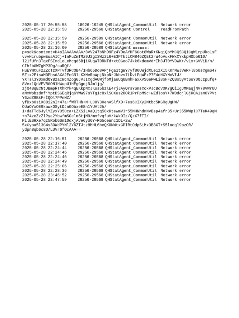QHStatAgent Network Error Log | PDF