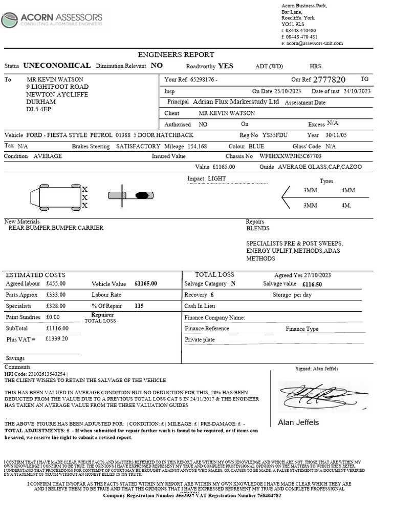 Imported File - Engineer Report Received | PDF | Knowledge | Motor Vehicle
