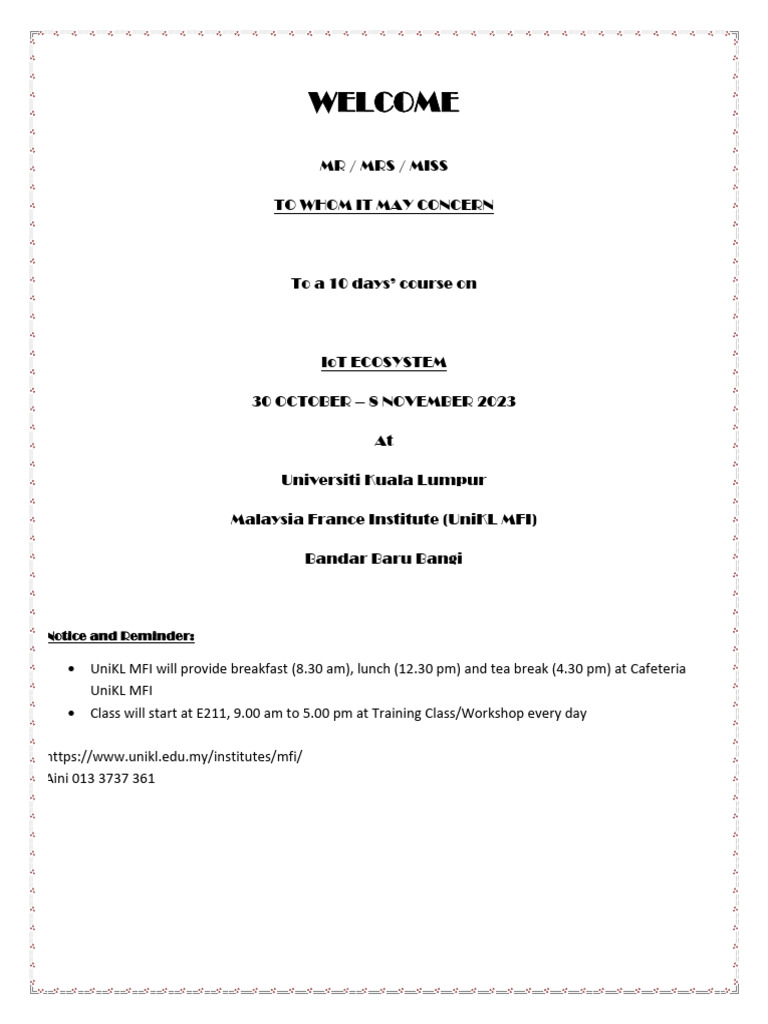 Welcome Note IoT | PDF