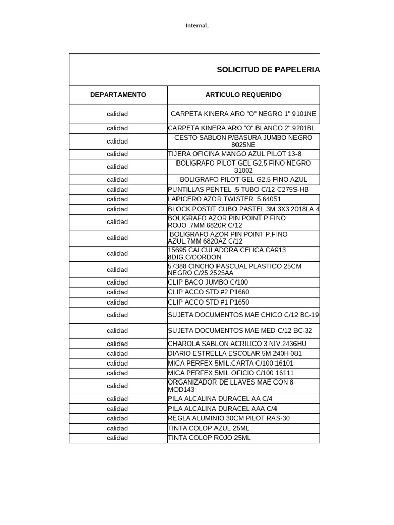Lista de Papeleria de Sep SGC | PDF