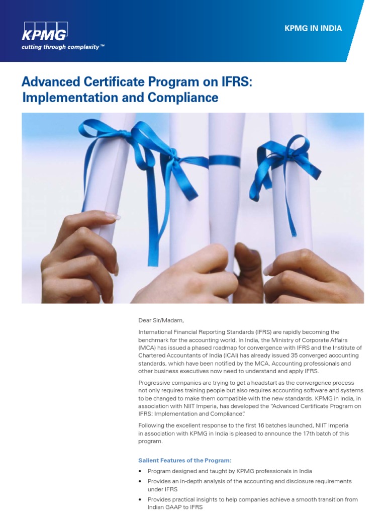 Advanced Certificate Program On Ifrs International Financial Reporting Standards Accounting