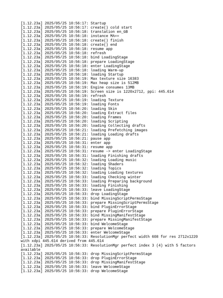 App Loading Stages and Performance Logs | PDF | Computing | Software
