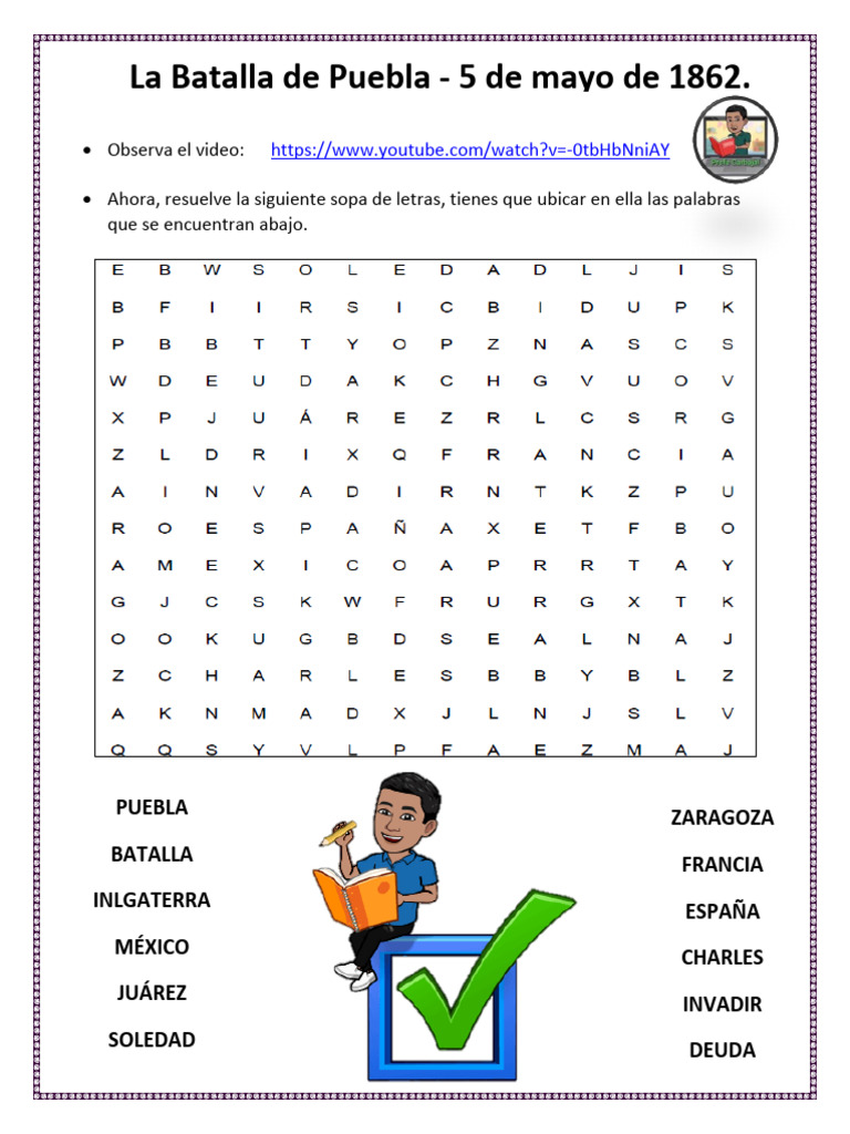 Sopa de Letras: Batalla de Puebla | PDF