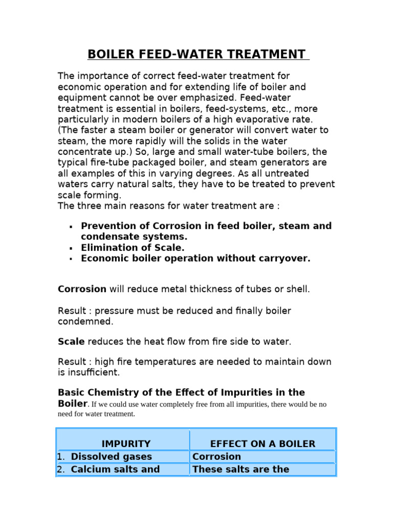 Boiler Feed-Water Treatment Guide | PDF | Water | Corrosion