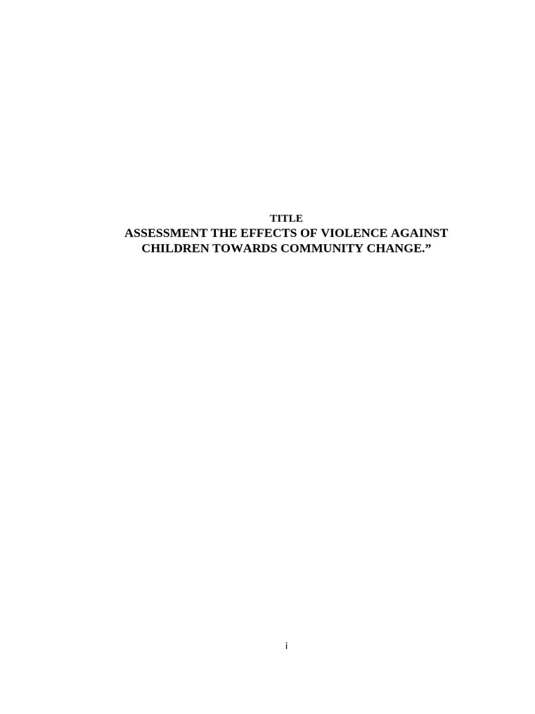 Effects of Violence on Children and Community | PDF | Violence | Child ...