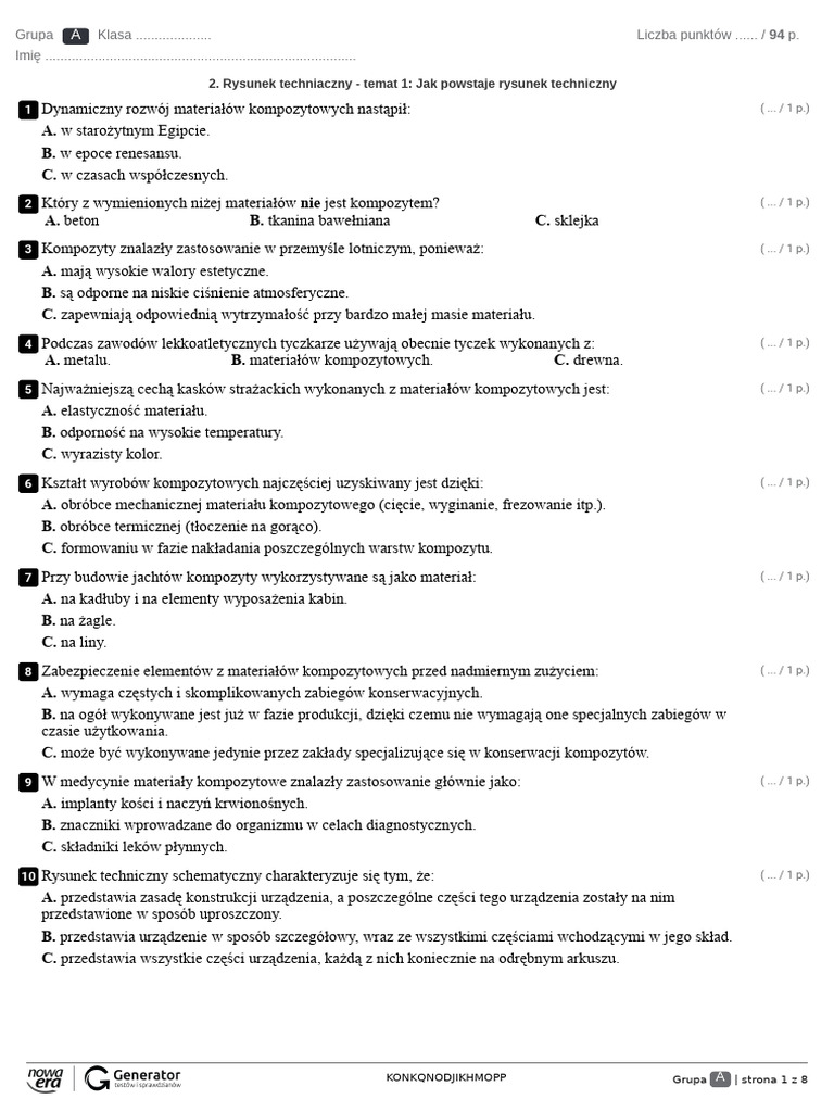 2. Rysunek techniaczny - temat 1_ Jak powstaje rysunek techniczny Test ...