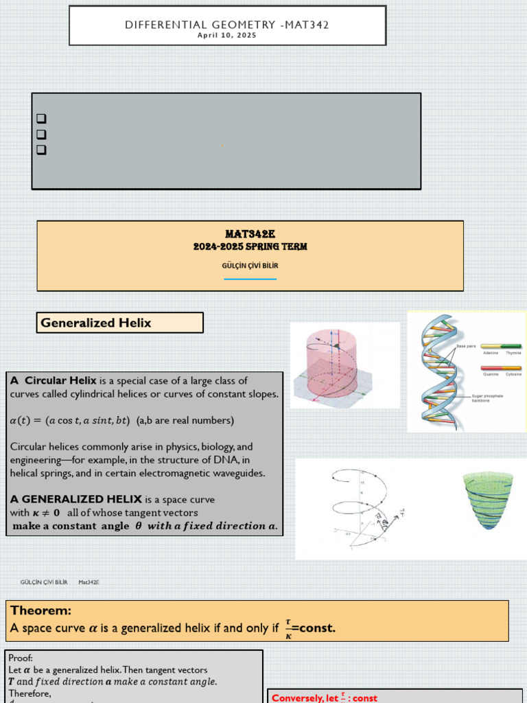 Generalized Helix and Intrinsic Equations | PDF | Mathematical Physics ...