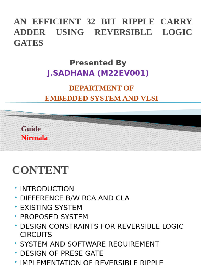 Reversible Adder Design For Ripple Carry and Carry | PDF | Logic Gate ...