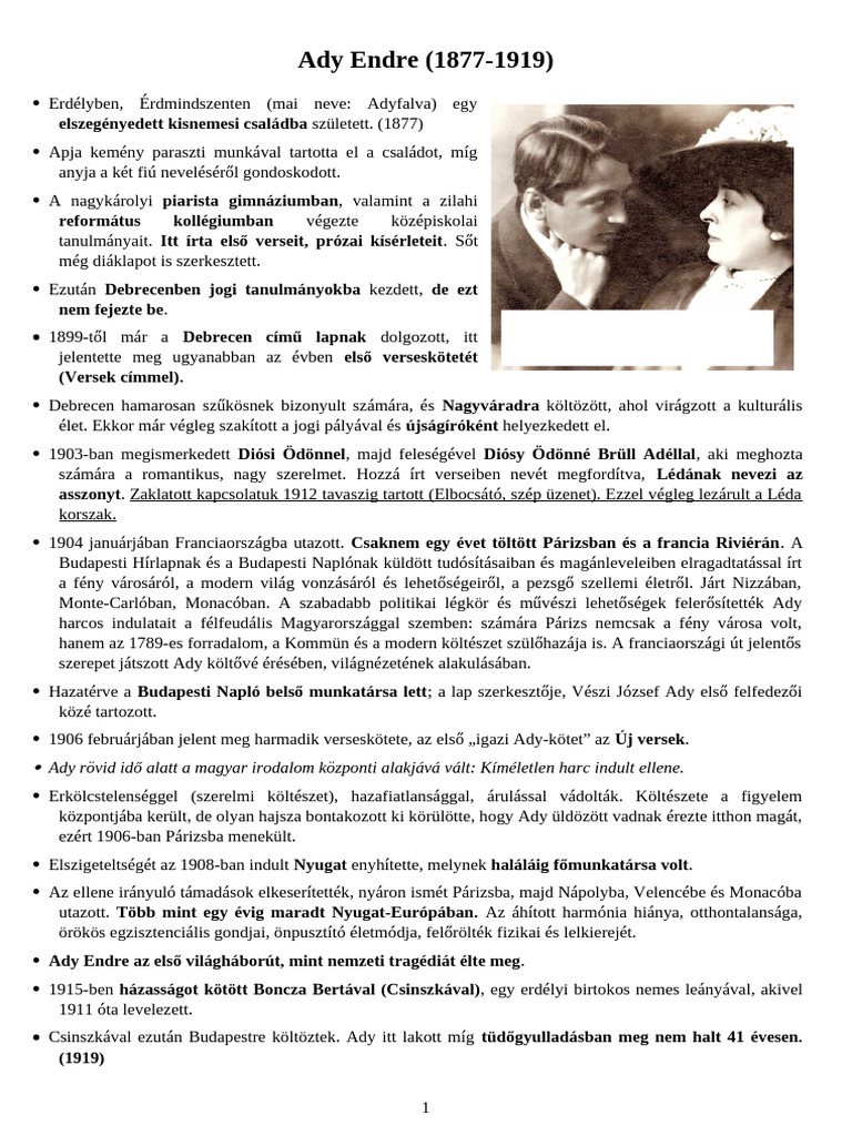Ady Endre Magyarság Versei | PDF