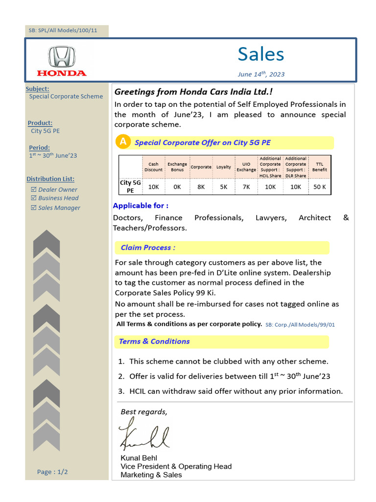 SB - Sales Promotion - June'23-Consumer Scheme - Addendum | PDF | Economies