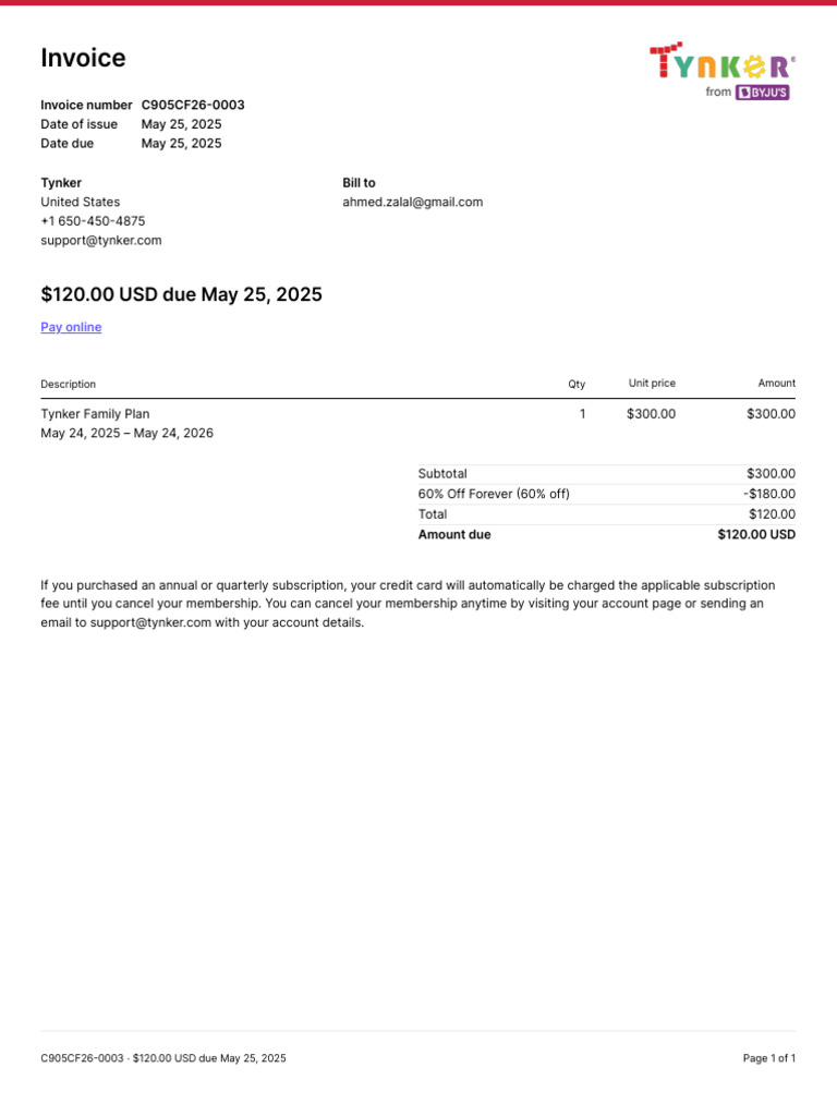 Invoice C905CF26 0003 | PDF