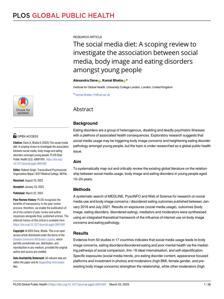 Social Media's Impact on Youth Eating Disorders | PDF | Eating Disorder ...