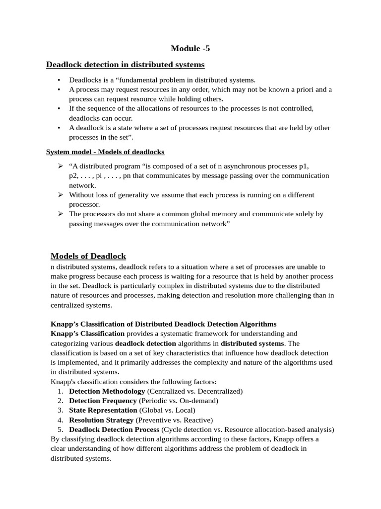 Knapp's Classification of Deadlock Detection | PDF | Distributed ...