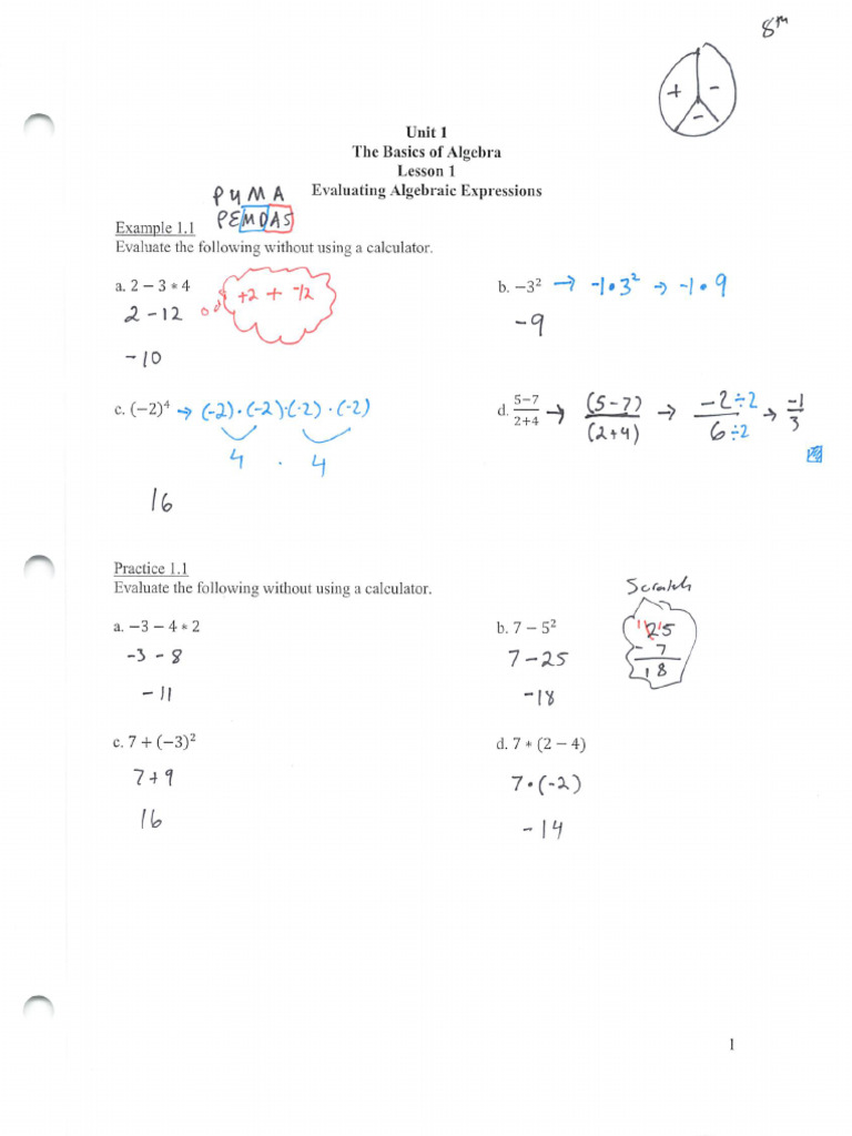 Algebra 2 Lesson 1-1 | PDF