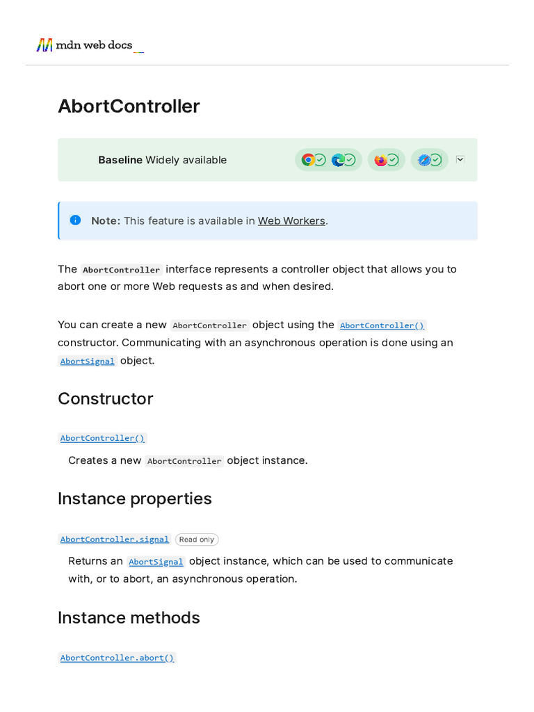 AbortController Overview and Usage | PDF | Constructor (Object Oriented ...