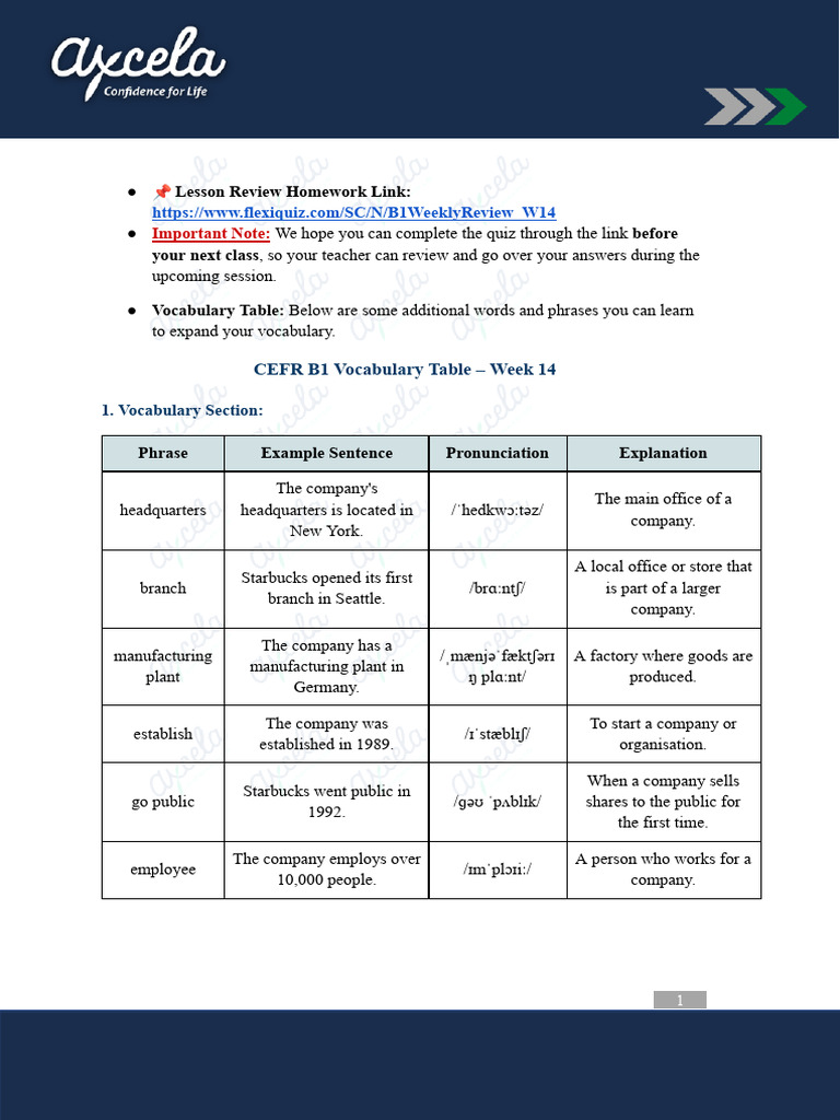 B1 Weekly Review - Week 14 | PDF | Language Families | Linguistic Typology
