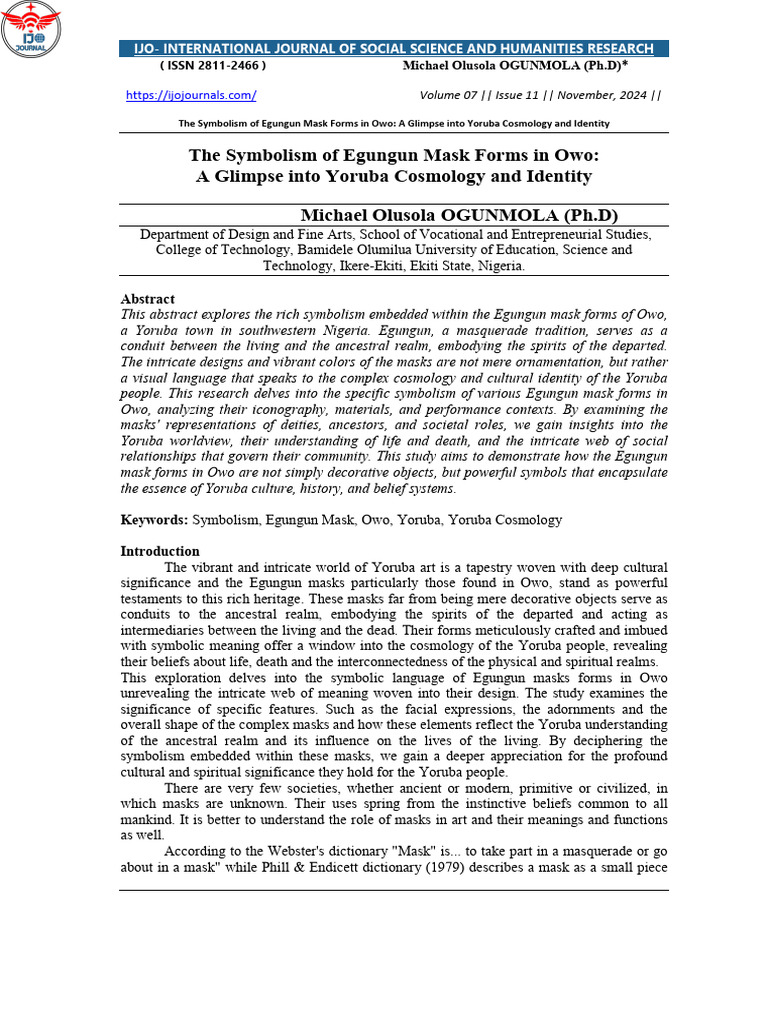 The Symbolism of Egungun Mask Forms in Owo: A Glimpse Into Yoruba ...