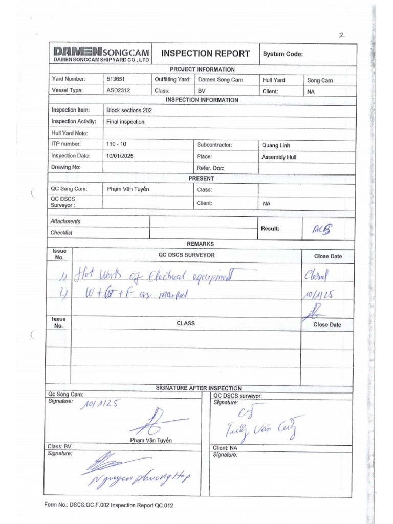 Final Inspection Section 202 | PDF