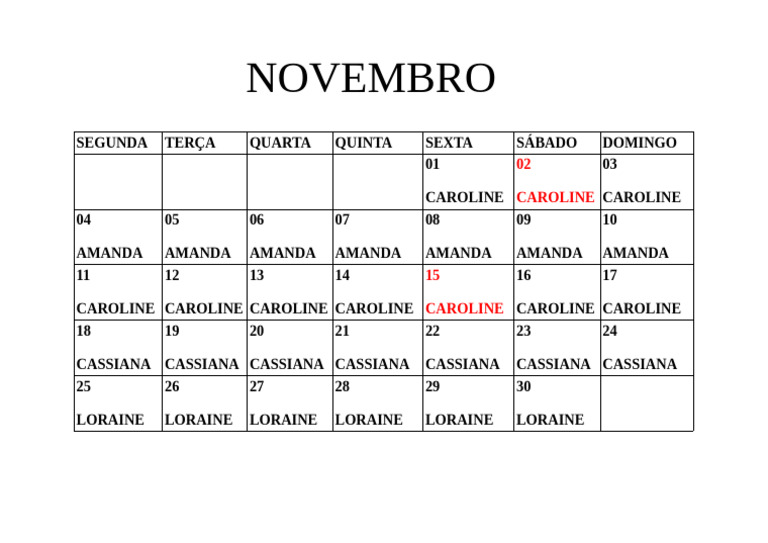 Calendario Plantão | PDF