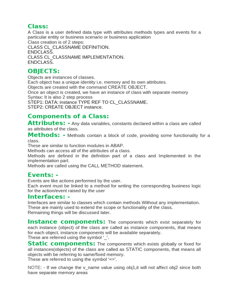 OOABAP | PDF | Class (Computer Programming) | Method (Computer Programming)
