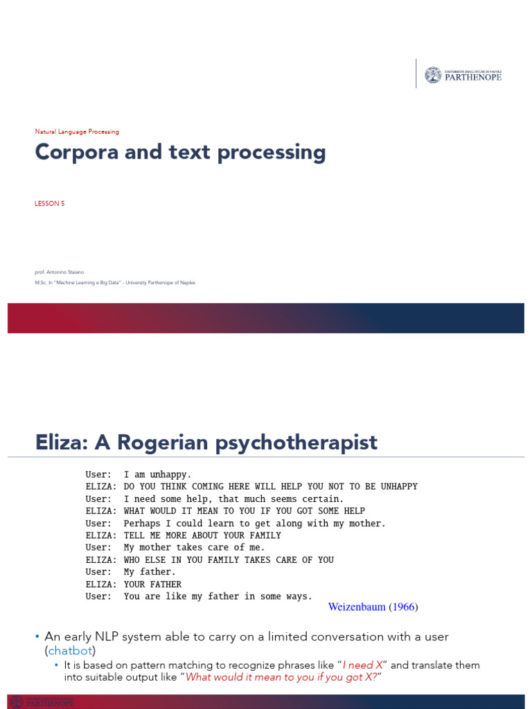 NLP Basics: ELIZA and Regex Techniques | PDF | Regular Expression ...