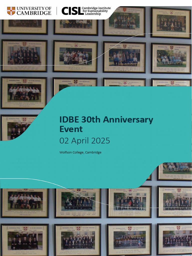 IDBE 30th Anniversary Celebration Event | PDF | Sustainability