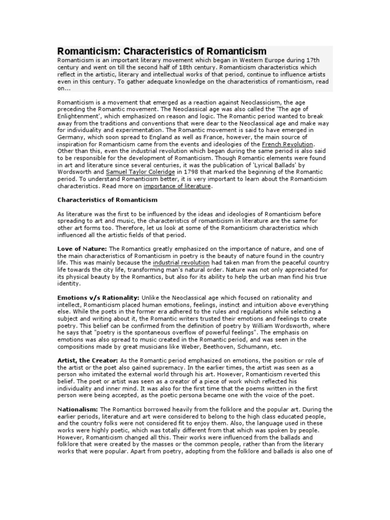 Romanticism values and ideals image