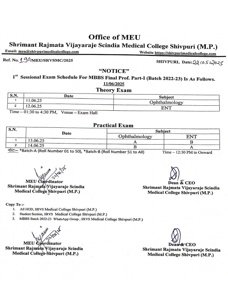 Mbbs Batch 2022-23 Sessional Exam | PDF