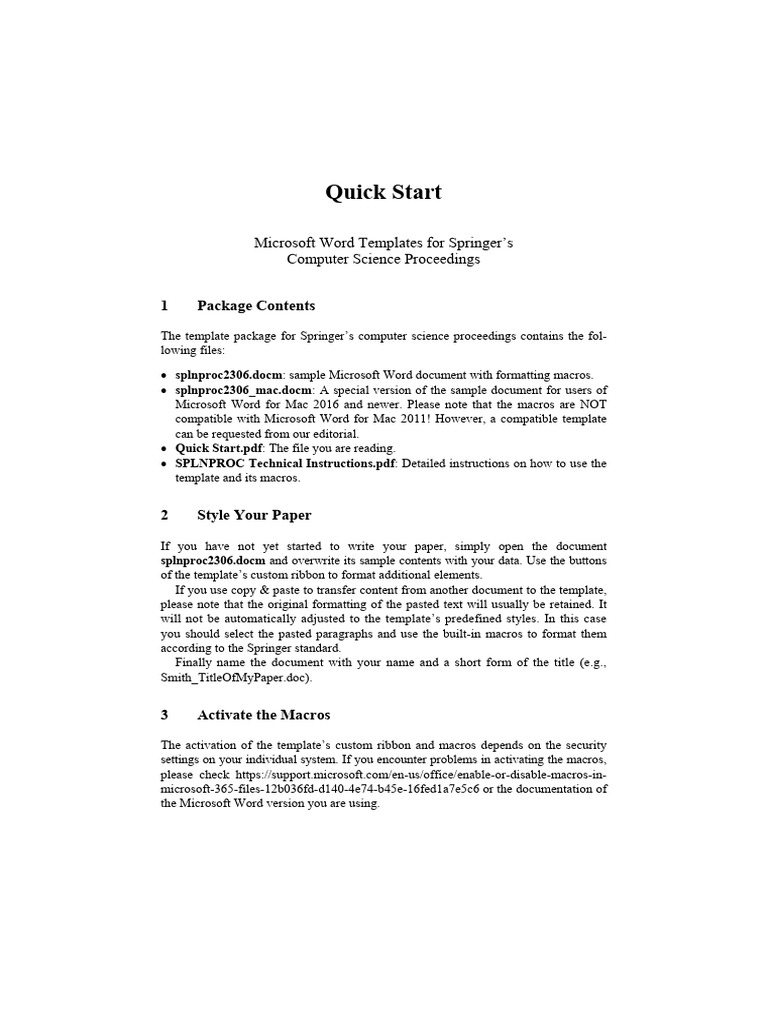 Springer Computer Science Word Templates | PDF