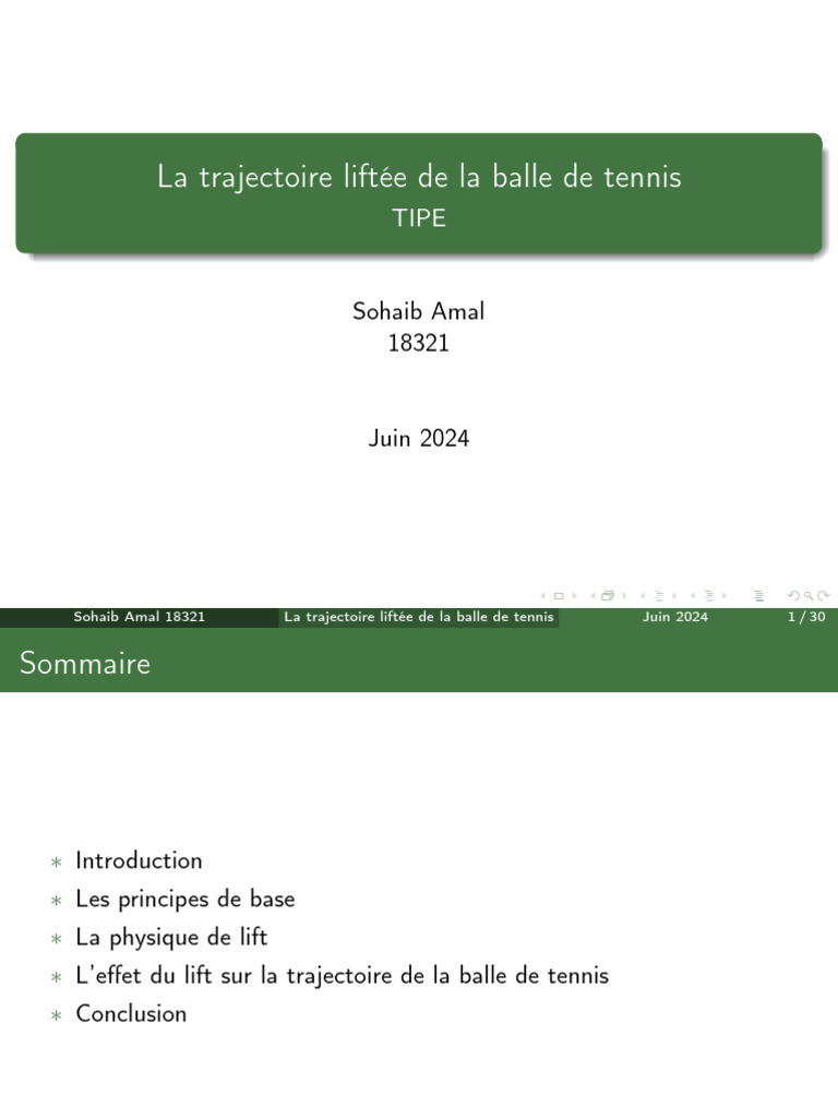 Trajectoire liftée de la balle de tennis PDF — free download