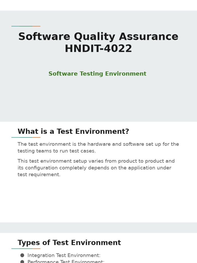 Week 12 SQA Software Testing Environment | PDF | Software Testing ...