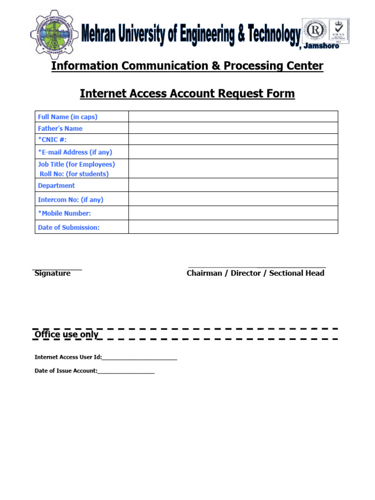Internet Access Request Form - Mehran UET | PDF