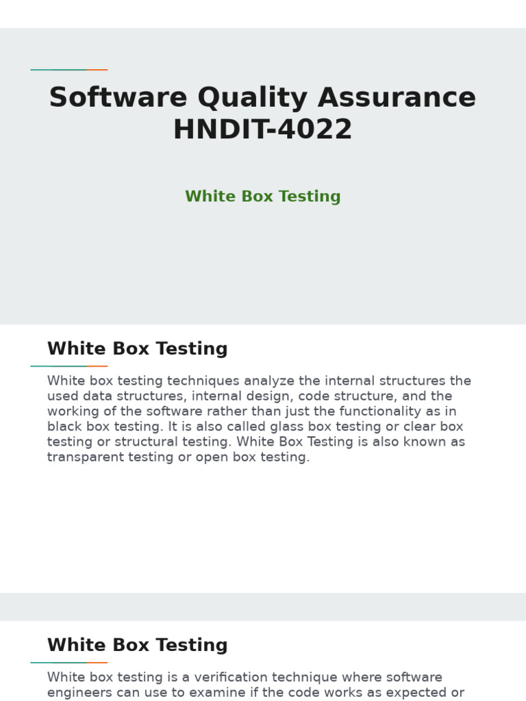 Overview of White Box Testing Techniques | PDF | Software Testing ...