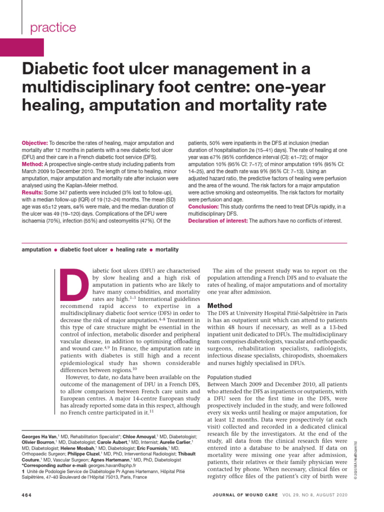 Diabetic Foot Ulcer Outcomes in France | PDF | Amputation | Diseases ...