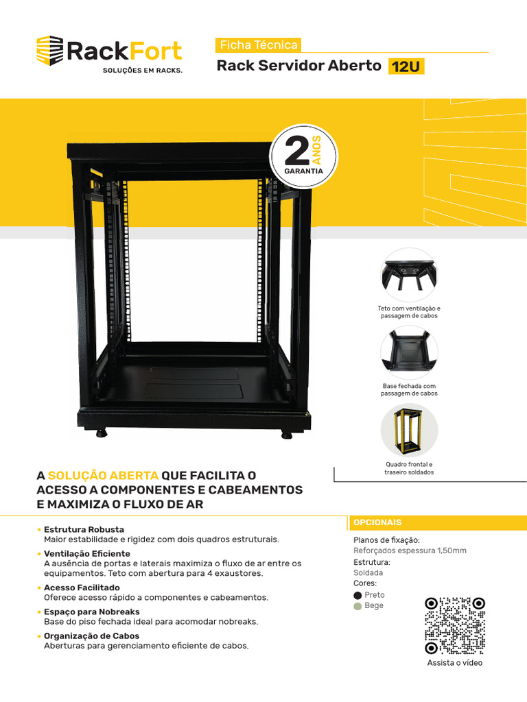 Rack Servidor Aberto 12U: Acesso e Ventilação | PDF