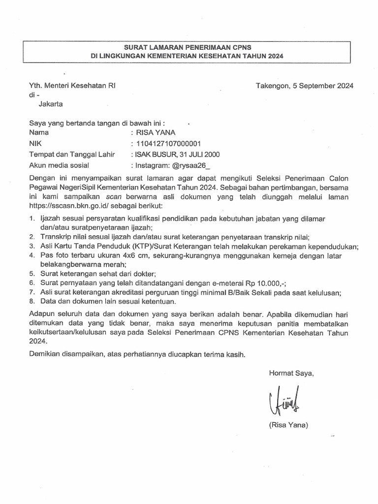 Risa Surat Lamaran | PDF